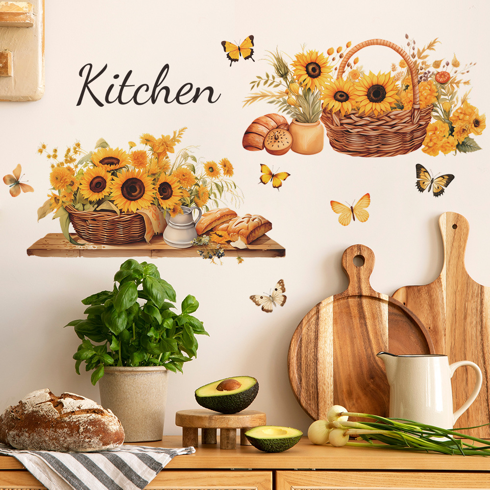 New fun-b13 painted sunflower English slogan Kitchen restaurant home decoration wall sticker wholesale