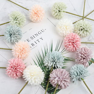 Simulated Flower Dandelion Ball Chrysanthemum Table Tennis Flower Arrangement Wedding Photography Props Ornaments Accessories Artificial Fake Flower Wholesale
