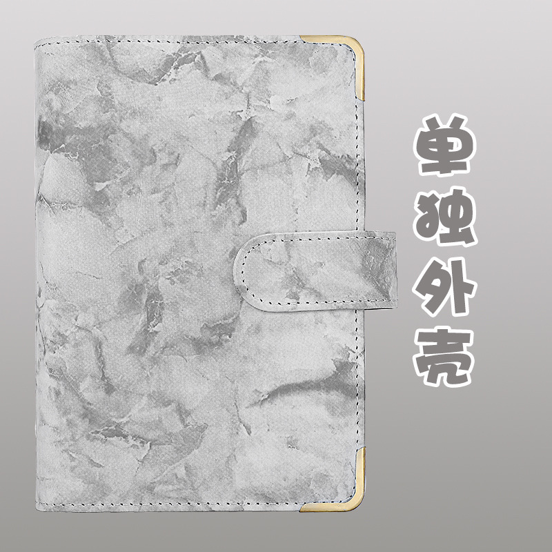 现货跨境a6大理石纹手账本皮革6孔活页本现金预算本活页夹笔记本|undefined