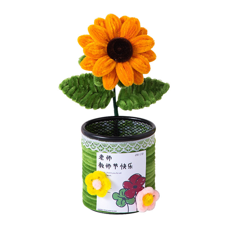 教師の日ギフト手作り diy ひまわり花束ペンホルダー装飾品デスクトップストレージ幼稚園ギフト教師のため|undefined