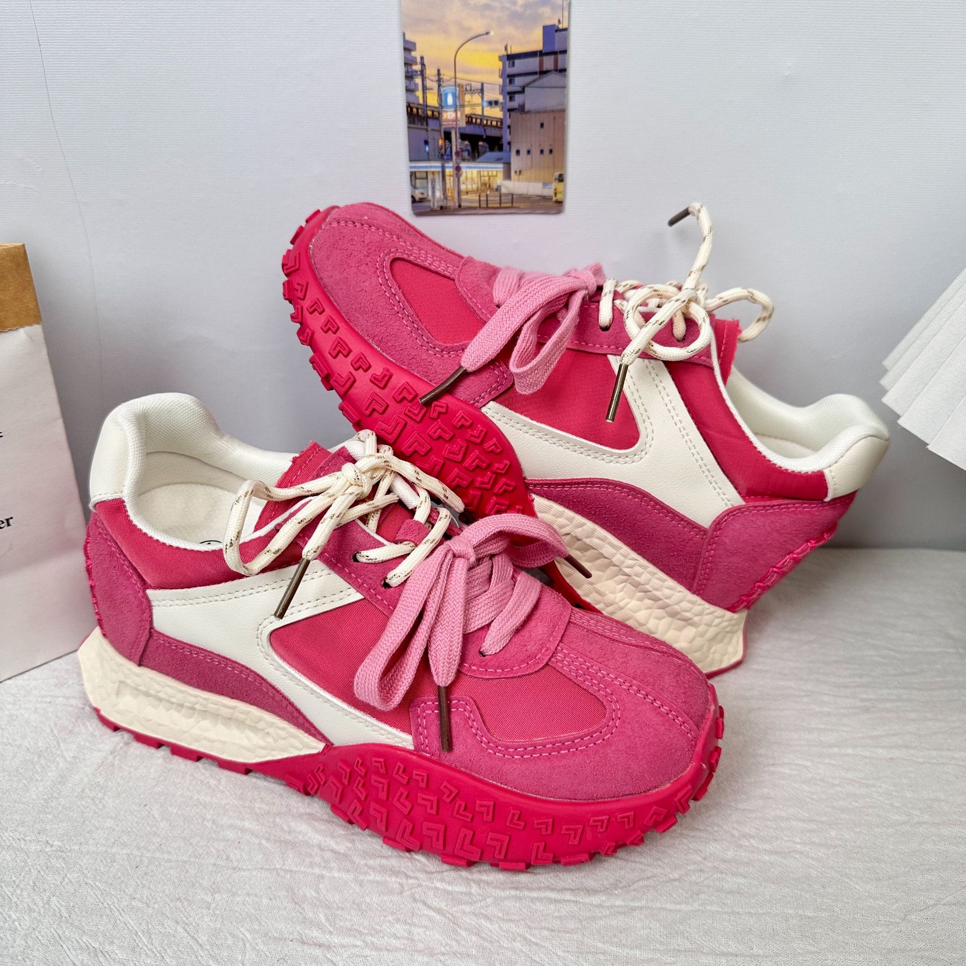 A9911 zapatos de entrenamiento alemán de champán dorado de suela gruesa de nicho, zapatos de Forrest Gump, zapatos casuales de todo fósforo, zapatos de niña image 8