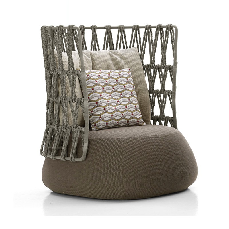 Nórdico creativo al aire libre sofá de ratán modelo de habitación de hotel al aire libre impermeable a prueba de sol balcón ocio Silla de ratán