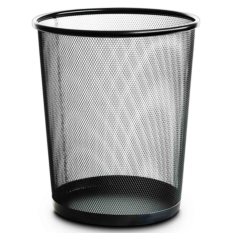 Effective( deli )medium , please Metal Mesh wastepaper basket to work in an office household Trash black 9190