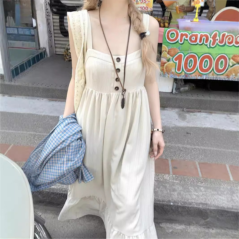 Plus Size Extended Version French Retro Style Suspender Dress Summer Gentle Elegant Sweet High Waist Suspender Long Skirt Plus Size Extended Version French Retro Style Suspender Dress Summer Gentle Elegant Sweet High Waist Suspender Long Skirt