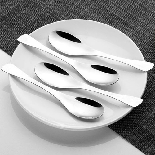 Creative stainless steel fishtail spoon household stirring spoon cake dessert spoon fork eating round spoon gift printable logo