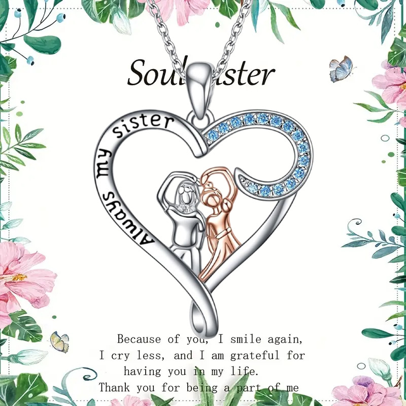 Collar con colgante de corazón para hermana joya elegante_voghion.com