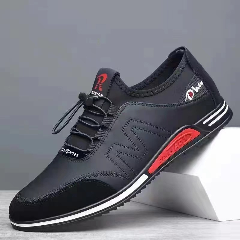 Men's Shoes for All Seasons New Breathable Men's Casual Shoes Cross-Border Wholesale Men's Shoes Leather Front Lace-Up Men's Shoes Loafers