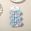 #6 Gradient blue and purple [6-piece set with card] 4cm white dot splash ink five-petal flower style