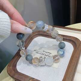天然多宝水晶手链 鹰眼石渐变设计小众文艺单圈手串 时尚水晶饰品