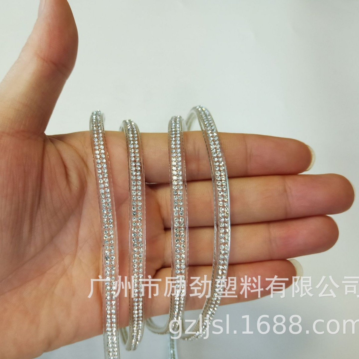 爆款高档女鞋鞋面材料超透明PVC水钻条罗马凉鞋钻装饰配件