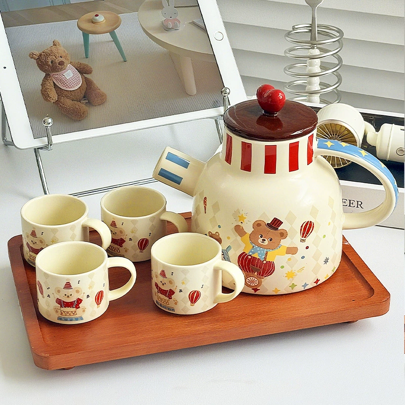 Цирковой керамический чайный сервиз, чашка для воды, подарок, милая кружка, набор для воды на день рождения, пара, семейный чайник для холодной воды