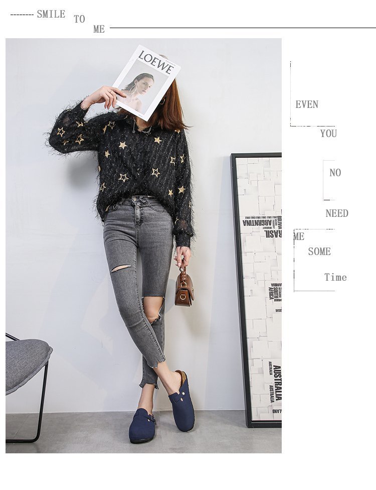 Spring 2021 European and American retro Baotou half-slipper women's cork flat flat large size casual one-step lazy lady's slipper undefined