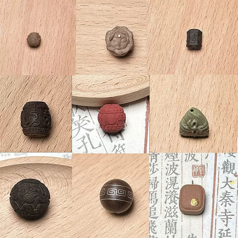 古法合香珠雕刻镶配饰diy手串配珠配件手工文玩散珠国风配饰吊坠