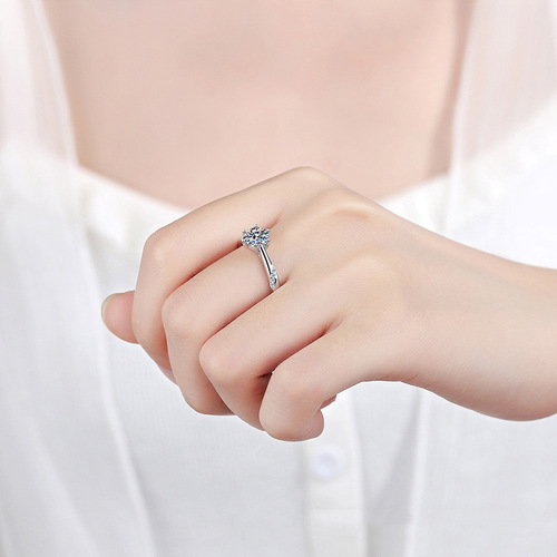 Spiritual Six Claws Pt950 Moissanite Ring for Women 925 Silver 3 Carat Wedding Band Cross-border Gift Wholesale