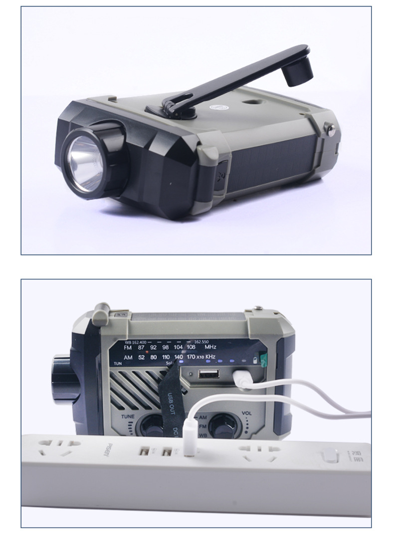 Solar USB charging disaster prevention emergency LED flashlight home outdoor student dormitory hand power Radio