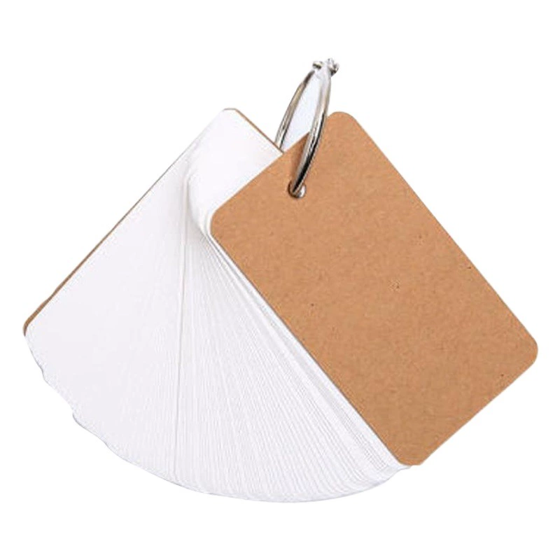 Пустая маленькая карточка белый жесткий картон портативный английский новые слова запоминание слово карта памяти кольцо Пряжка почерк