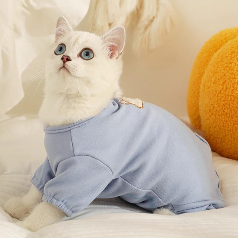 Ropa de gato otoño y invierno para evitar la pérdida de pelo pijama para proteger el estómago para evitar el frío mascota gato gato gatito gato de cuatro patas
