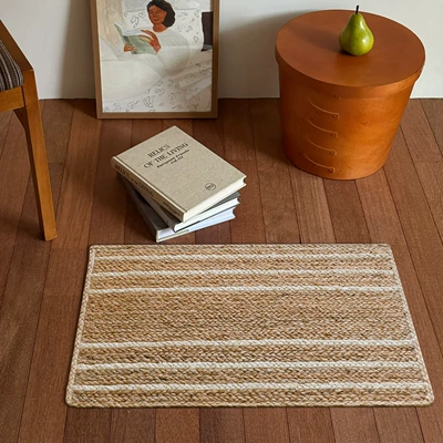 Avtomobil döşəmə paspasları — for Entryway, Living Room - qizhi-series-natural-jute-g-700x450mm