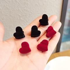 Korean Autumn/Winter Flocked Heart Mini Hair Clip for Cute Girls, Bangs Fringe Hair Pin, Braided Hair Accessories