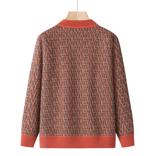 Women's Wool Coat Sweater for Middle-Aged and Elderly, with Fleece Open Shirt for Grandmothers, Thick 60-Year-Old Autumn/Winter Top