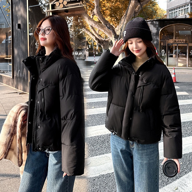 Comercio exterior ropa de algodón para mujeres de cuello corto chaqueta de algodón casual holgada coreana hombre pequeño invierno 2025 nuevo image 4