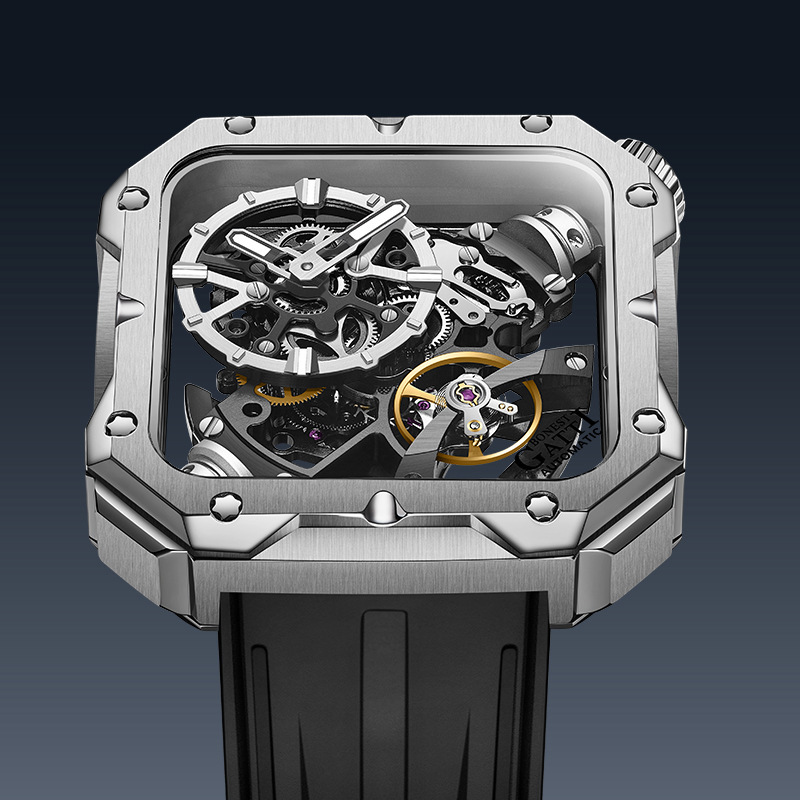 Bugatti brand watch men's waterproof large dial hollow TikTok hot Tourbillon Automatic mechanical watch
