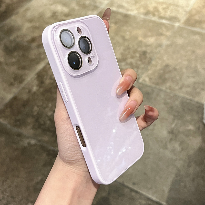 マカロンガラスケース iPhone17ProMax用 携帯電話ケース Apple15 レンズフィルム付き 14 夏 男女兼用|undefined