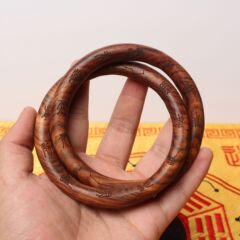 雷撃棗木乾坤圏陰陽環金剛圏男女史ブレスレット道家法器彫刻十字天経七星