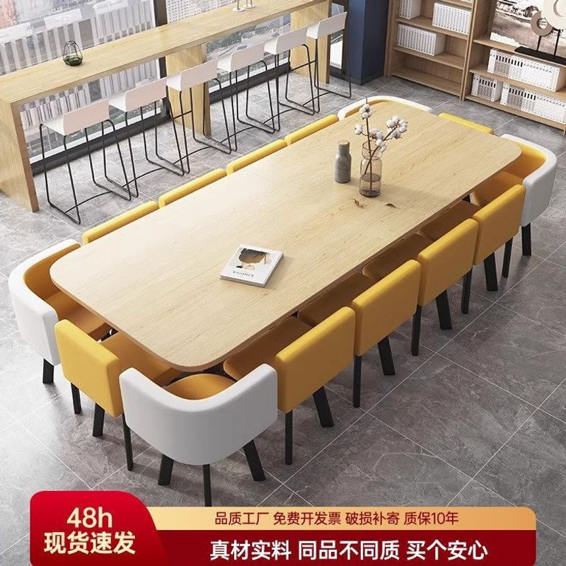 Conference table, long rectangular reception table and chairs, simple modern large training conference room table and chair set, complete set Conference table, long rectangular reception table and chairs, simple modern large training conference room table and chair set, complete set