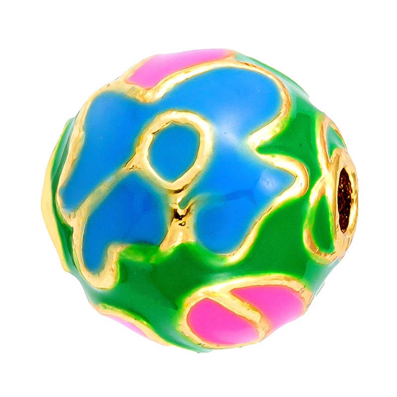 Antiguo método oro goteando aceite azul quemado colgante cuentas Dios de la riqueza atrapador de sueños flor cuentas de tambor accesorios de bricolaje joyería de transferencia