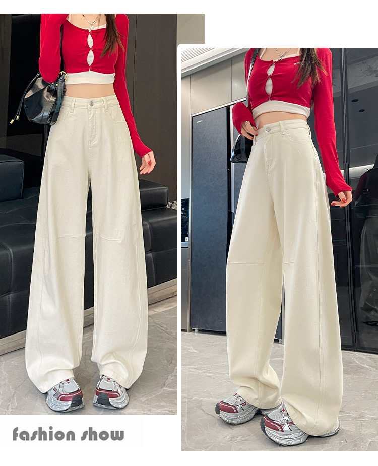 Light blue straight-leg wide-leg jeans for women, Spring 2025 new style loose and slimming Hong Kong-style high-waisted narrow pants pic 21