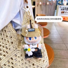 labubu拉布布马卡龙防尘保护罩透明pvc柔软挂件棉花娃外出遛娃包