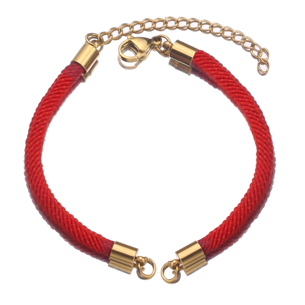 Acero inoxidable negro rojo trenzado cuerda conector pulsera tejida DIY joyería que hace suministros al por mayor
