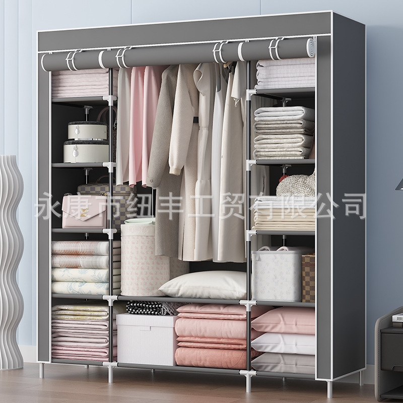 Simple Wardrobe Storage Cabinet for Rental Housing Xiyin Temu Amazon Clothes Hanger Simple and Lightweight Cross-Border Dustproof Wardrobe