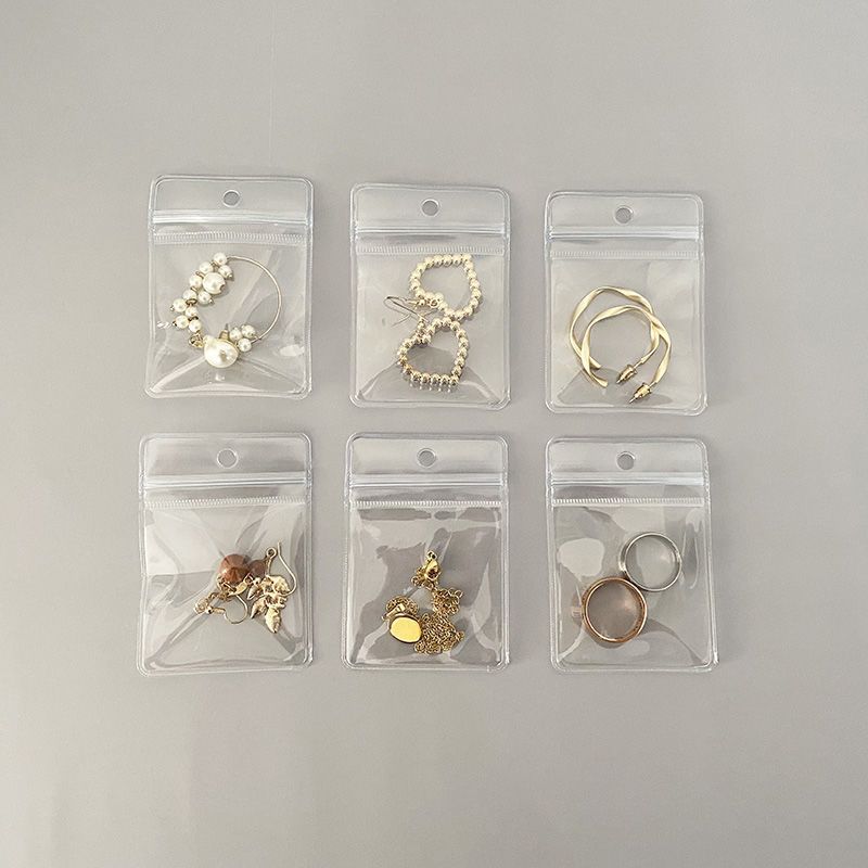 带孔透明首饰袋可悬挂耳环饰品自封袋防尘动漫徽章挂件吧唧收纳袋