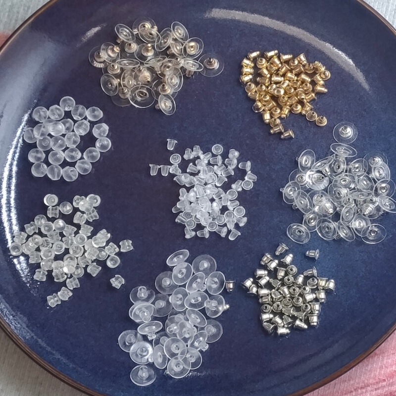 Korean-style transparent silicone earrings ear plug ear stud buckle back plug ear plug cap plastic plug rubber plug back plug butterfly buckle