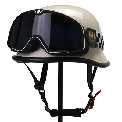 Helmet Summer German Harley Cruise – Motosiklet kaskı (dəbilqə) - opal-goggles-black-with-face-mask-m