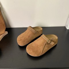 轻便外穿百搭一脚蹬博肯拖鞋女2025秋新款增高厚底包头勃肯半拖鞋