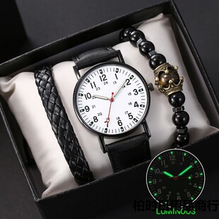 watch men 3pcs���W���ֱ�ҹ���n��ʯӢ����ʿ�r��������b�YƷ