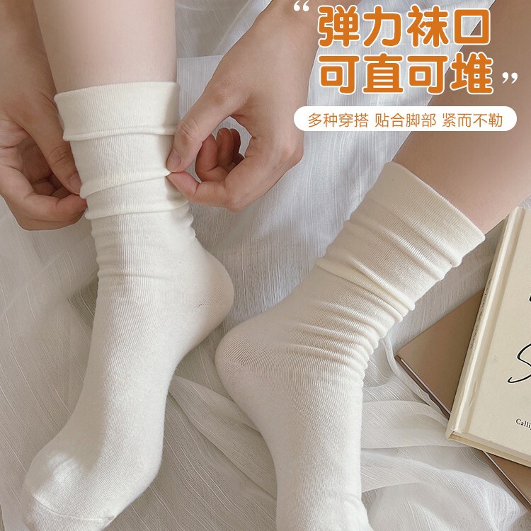 Boneless socks white women's summer socks polyester cotton summer thin ins tide black pile socks slippers stockings