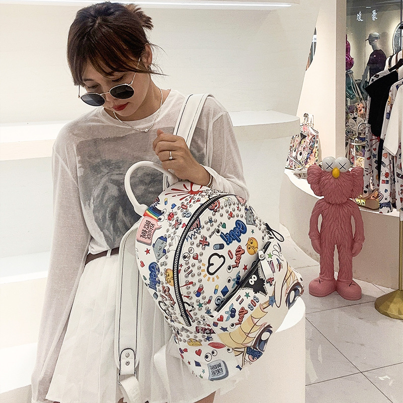 Práctica mochila de viaje con acolchado de algodón para reducir peso, unisex, modelo 2020 blanco.