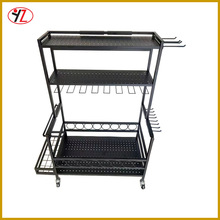 黑色加固瑜伽垫展示架带滑轮批发工厂架子展架金属铁