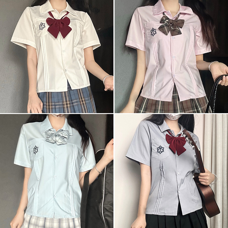 Japanese affiliated high school uniform jk uniform skirt organ pleated short sleeve shirt student college style suit class uniform