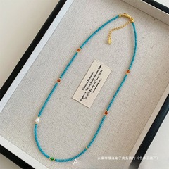 正宗极细天然淡水小珍珠绿松石头串珠项链女轻奢高级感小众锁惜洛