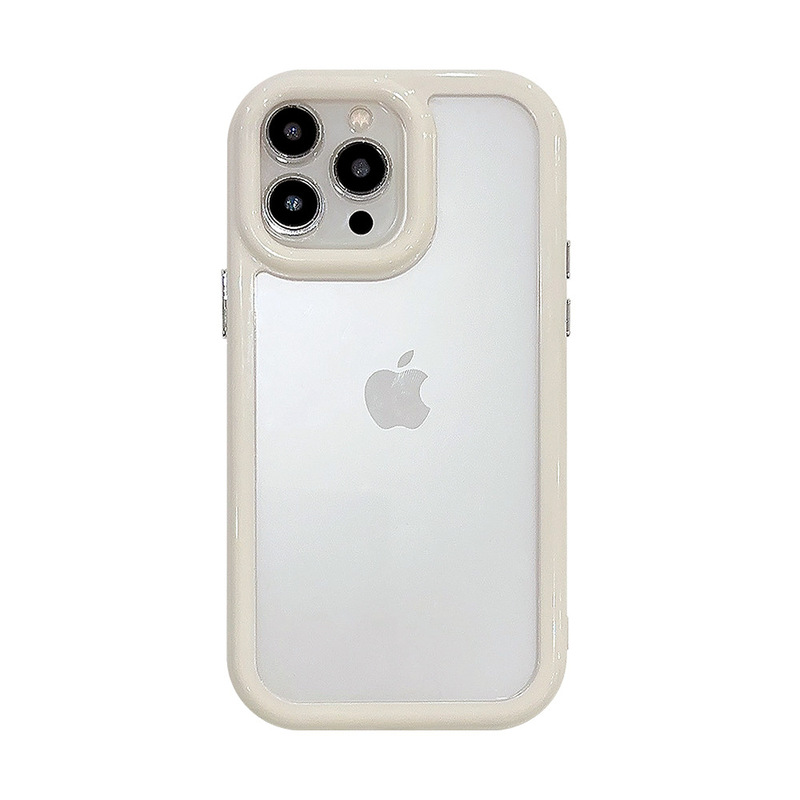 クリーム色のiPhone16ProMax、iPhone15、iPhone13、iPhone14、iPhone17対応のアクリル製スマホケース。シンプルで高級感があります。|undefined