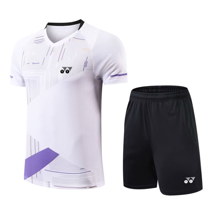 New Badminton Suit Men's and Women's Quick-drying Short-sleeved YY Competition suit Group Suit Printing Ice Silk T-shirt Table Tennis Suit