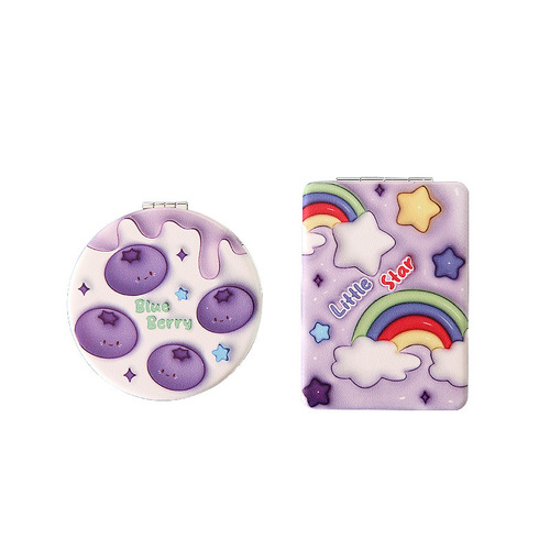 Portable mirror PU vanity mirror desktop standable vanity mirror girls mini double-sided folding small mirror wholesale