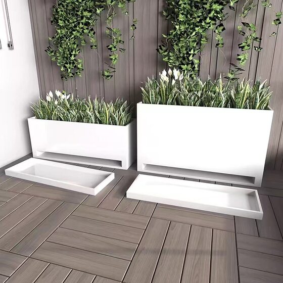 Light Luxury Simple Outdoor Waterproof with Water Tray Flower Box Indoor and Outdoor Balcony Shopping Mall Roof Terrace Rectangular