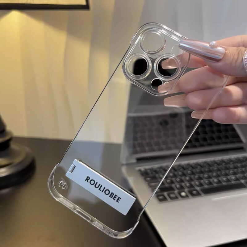 Nude-Feel Transparent Frameless Dual-Function Stand Phone Case for iPhone 17 Pro Max, Apple 15 Protective Cover