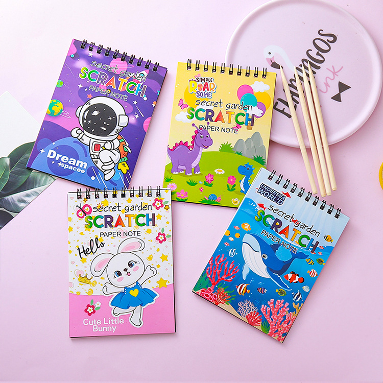 Libro de raspado de bricolaje para niños, pintura de raspado de graffiti de colores creativos, papel de raspado de arte de jardín de infantes, regalo de premio para estudiantes